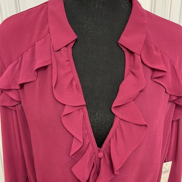 Anthropologie Plum Button Front Blouse size large. FIRM ON PRICE as I love this! - Picture 5 of 8